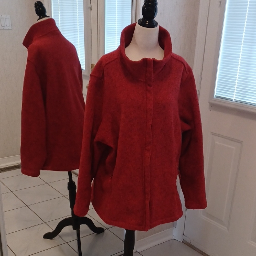 2/$50 Lands' End Red Teddy Jacket - Size 2X (20W-22W)